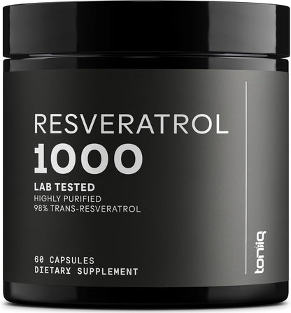 Toniiq Ultra High Potency Trans Resveratrol 1000mg - 98% Pure - 60 Capsules