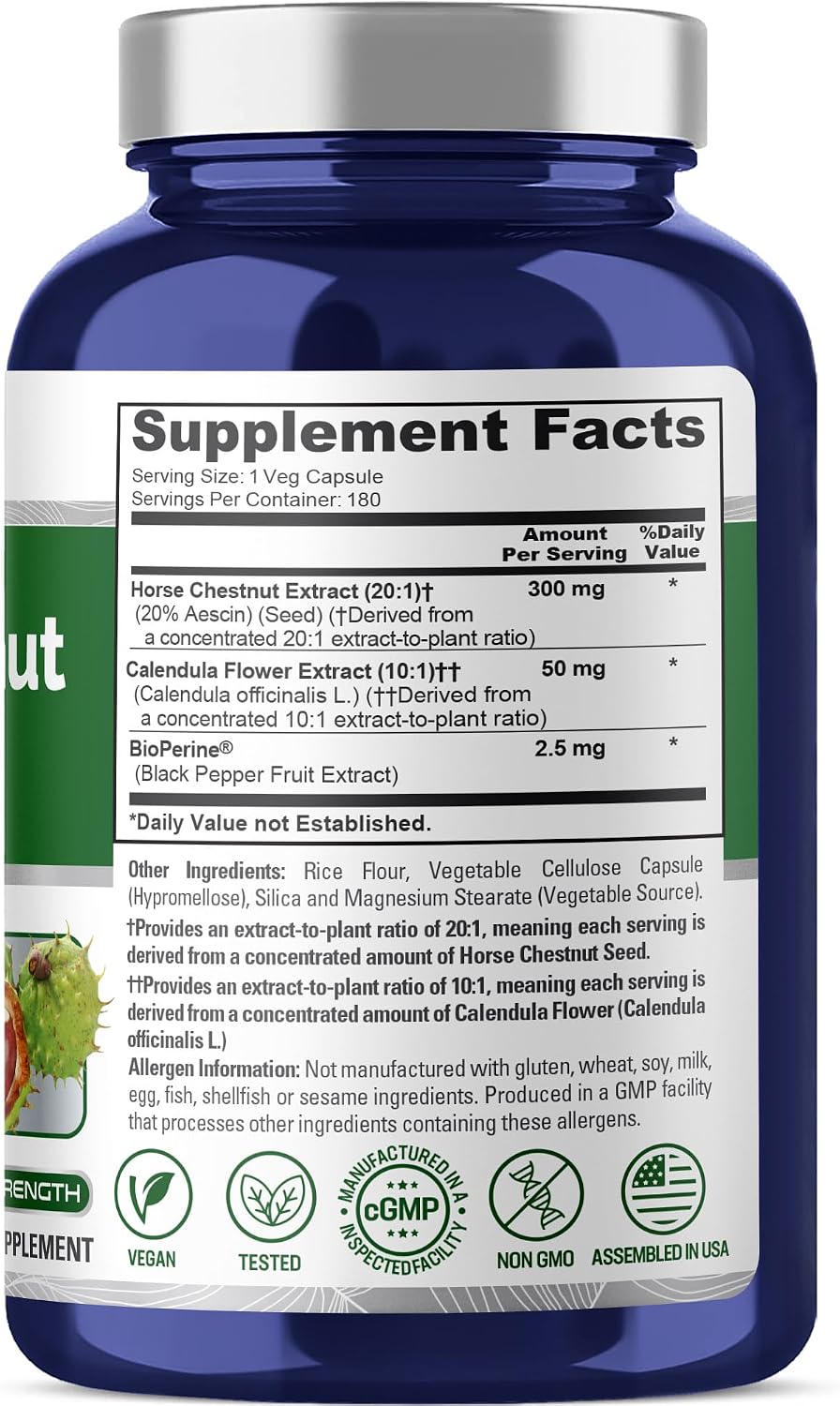 NusaPure Horse Chestnut Capsules, 300 mg, 180 Vegan Capsules - görsel 2