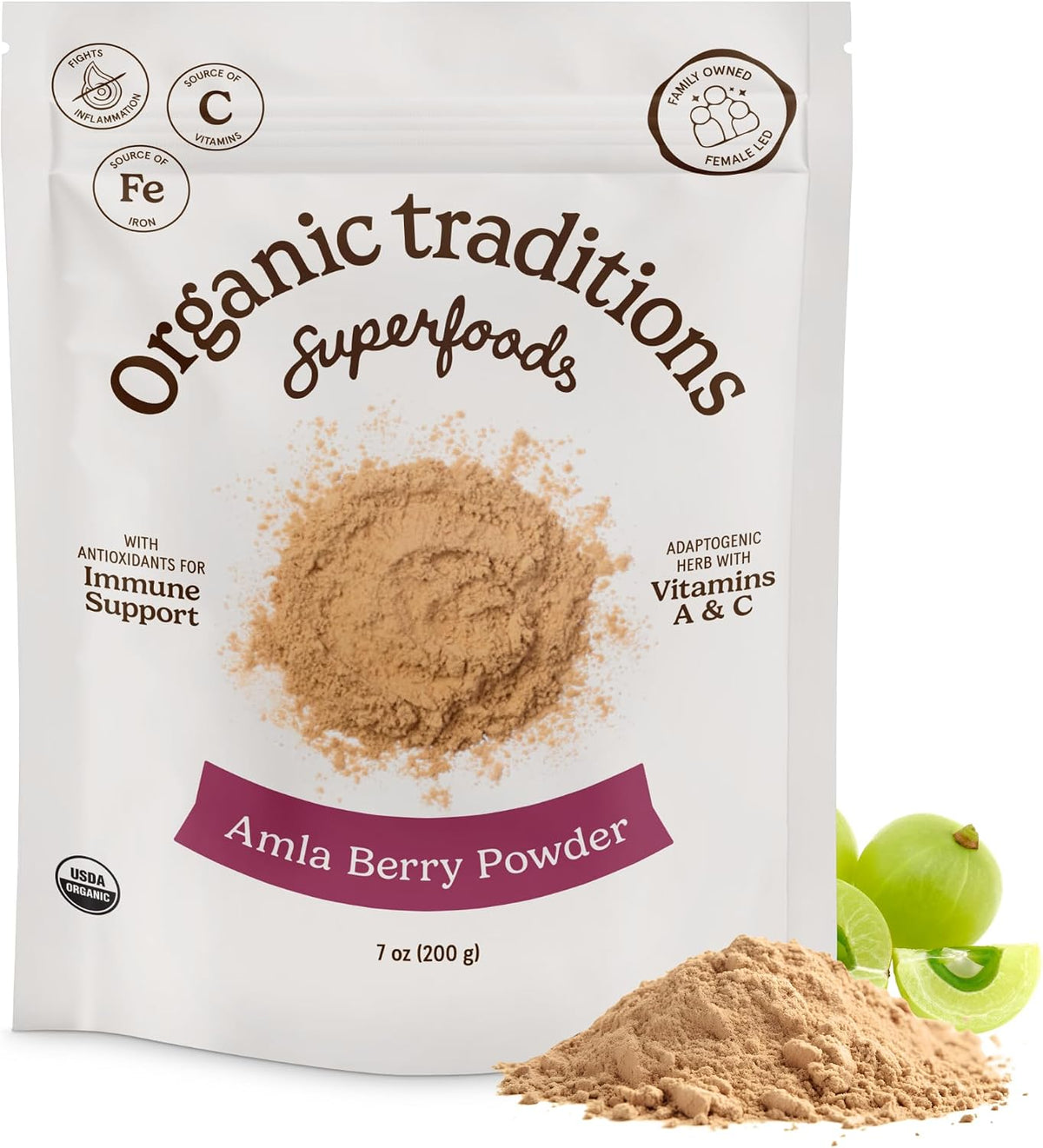 Organic Traditions Amla Powder – Organic Indian Gooseberry Superfood, 200g - görsel 1