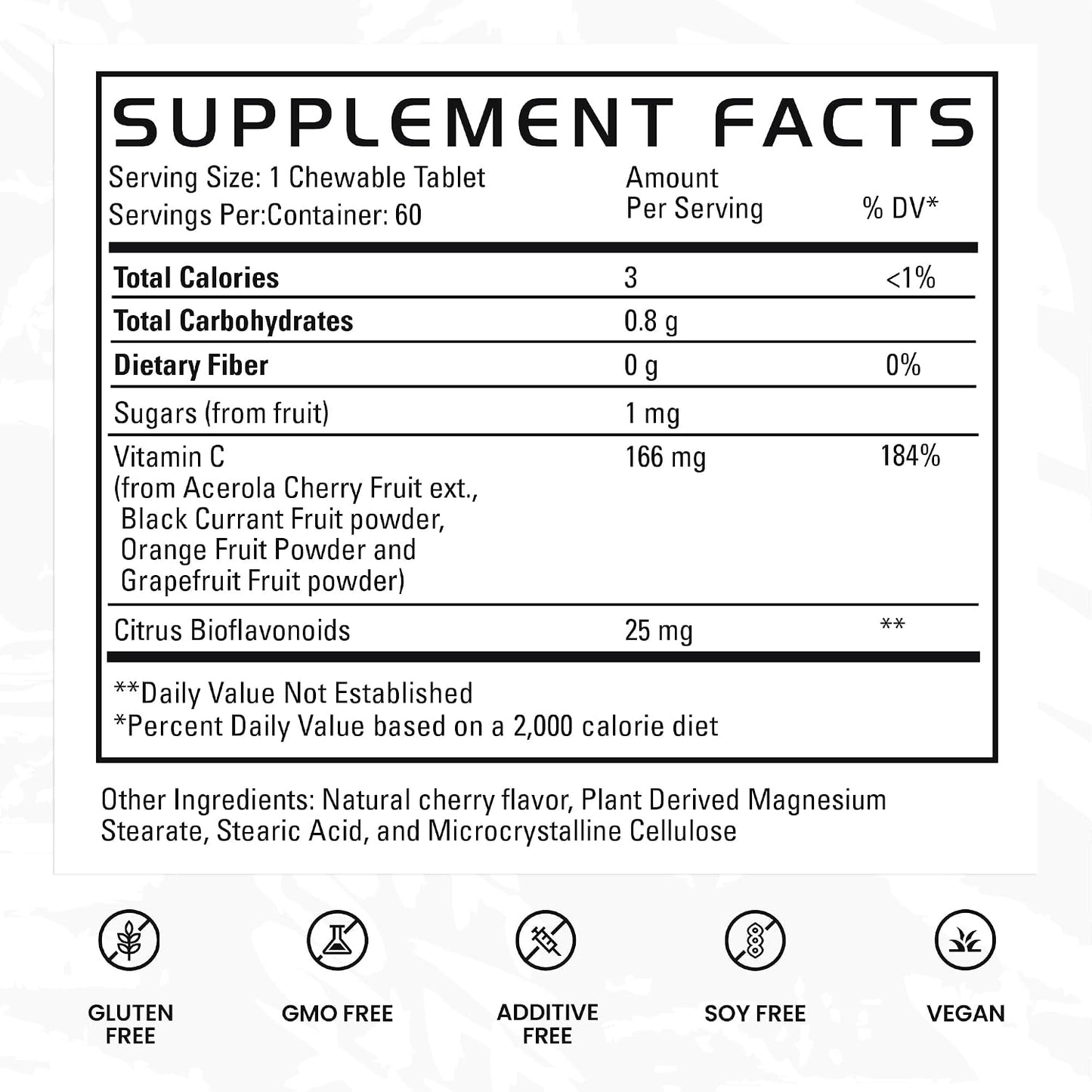 Gains in Bulk Real Vitamin C - Whole Food Chewable with Citrus Bioflavonoids, 60 Tablets - görsel 5