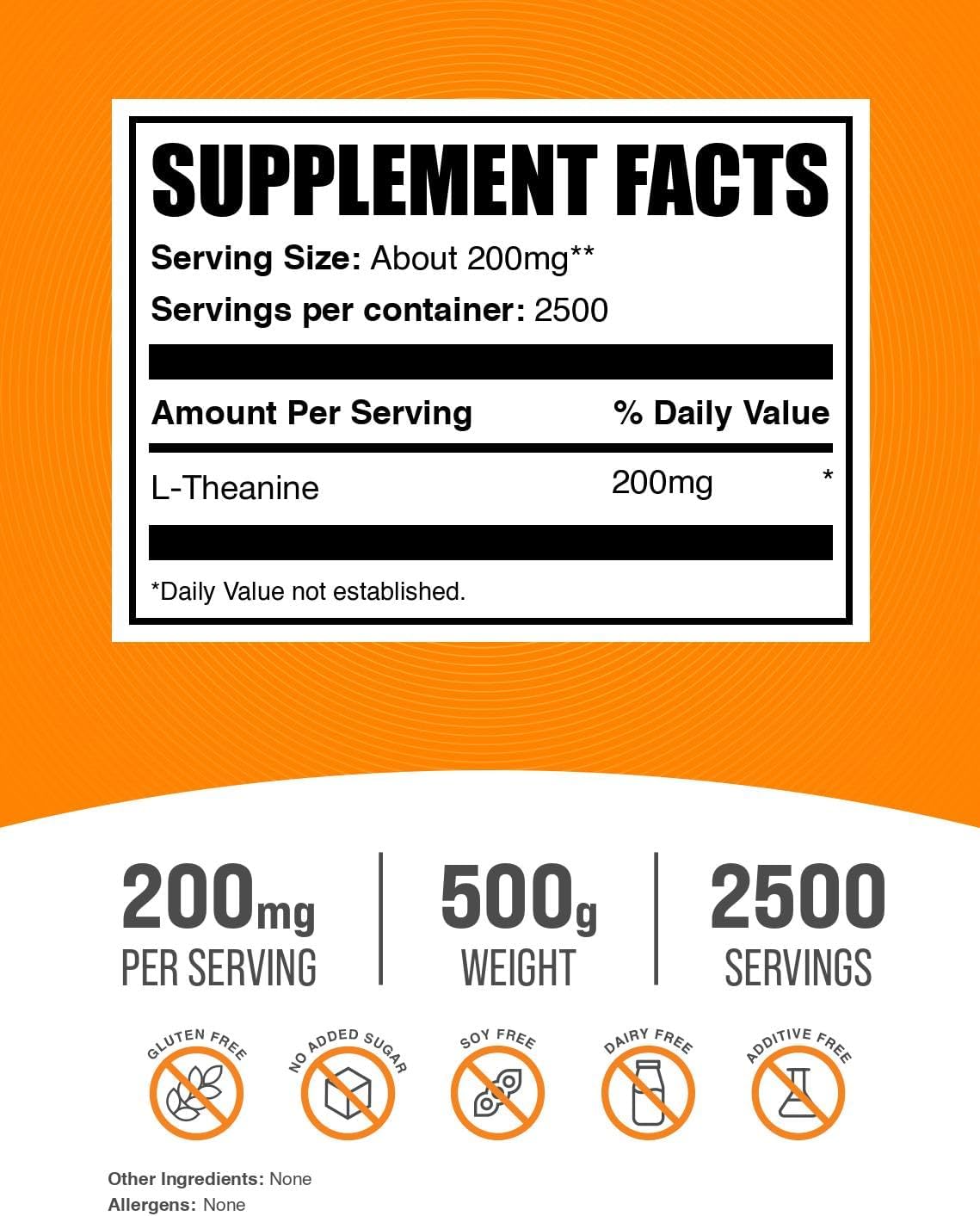 BulkSupplements.com L-Theanine Powder - 200mg per Serving, 500g - görsel 2