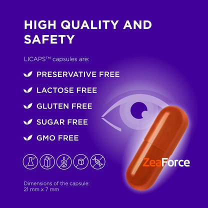 ZeaForce Excellent Vision Eye Health Supplement - Concentrated Liquid Formula, 1 Capsule per Day, 3-Month Supply