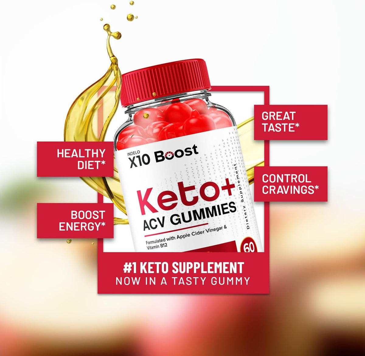 X10 Boost Keto ACV Gummies - 1000mg Apple Cider Vinegar Supplement with B12, Beet Juice & Pomegranate (60 Gummies) - görsel 5