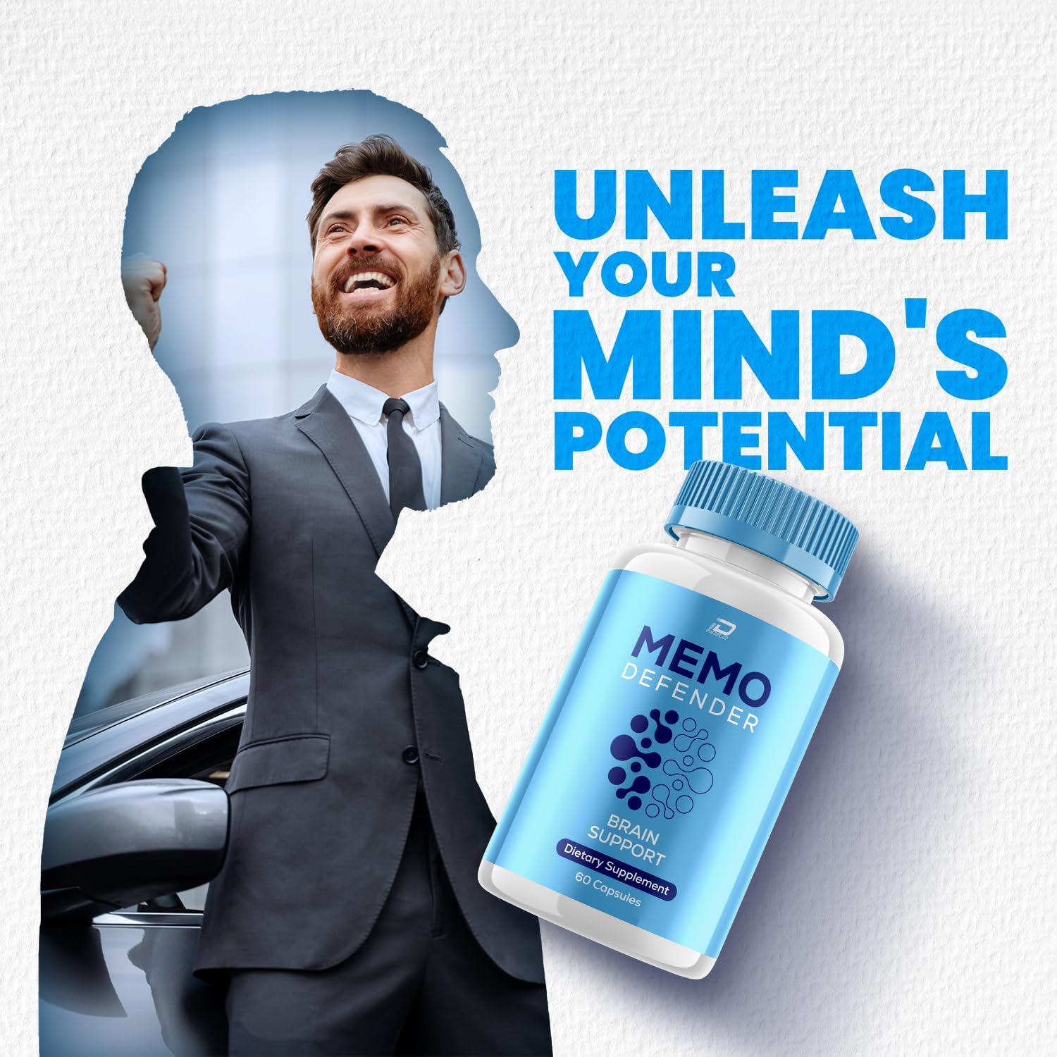 Memo Defender Brain Supplement Capsules – Maximum Strength Nootropic Formula (60 Capsules) - görsel 2
