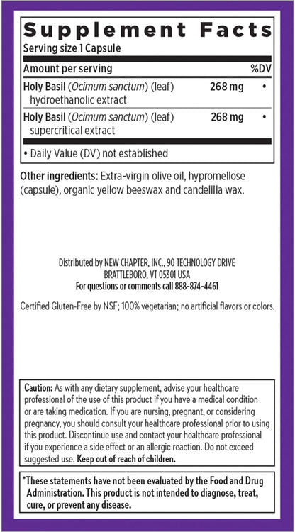 New Chapter Holy Basil Force – Stress Relief Supplement, 120 Vegetarian Capsules
