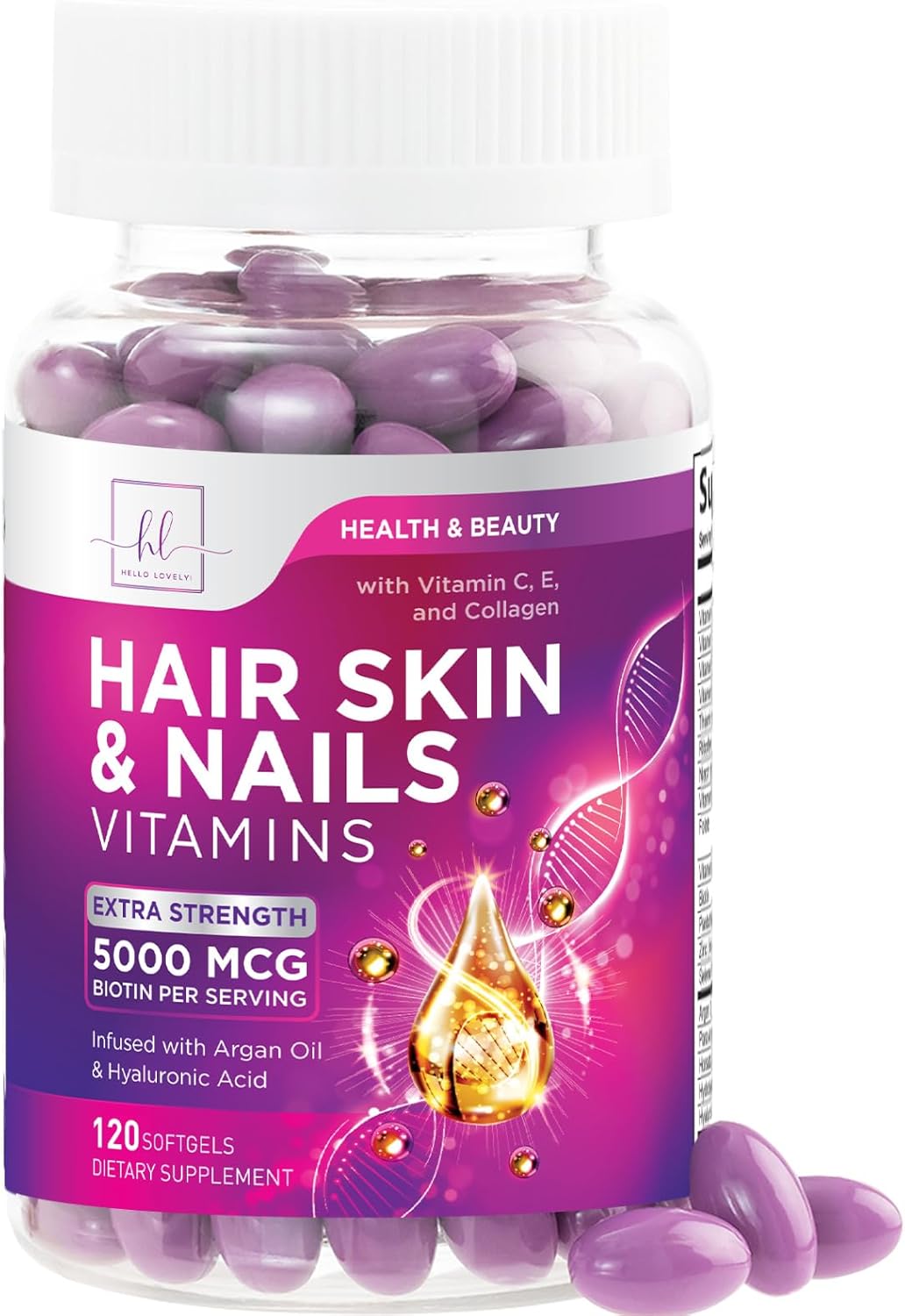 Hair Vitamins for Women for Hair Growth – Argan-Infused with Collagen, Biotin & Hyaluronic Acid - görsel 1