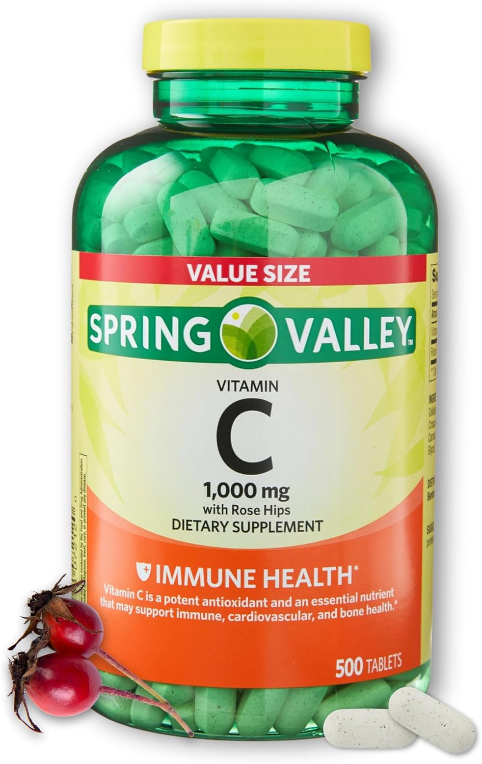 Vitamin C 1000mg Tablets with Rose Hips – 500 Count - görsel 1