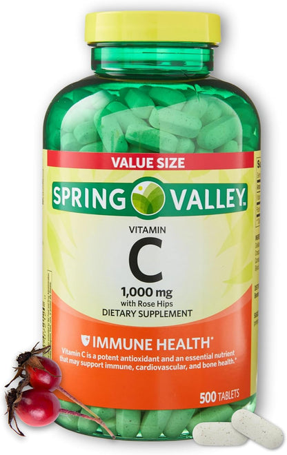 Vitamin C 1000mg Tablets with Rose Hips – 500 Count