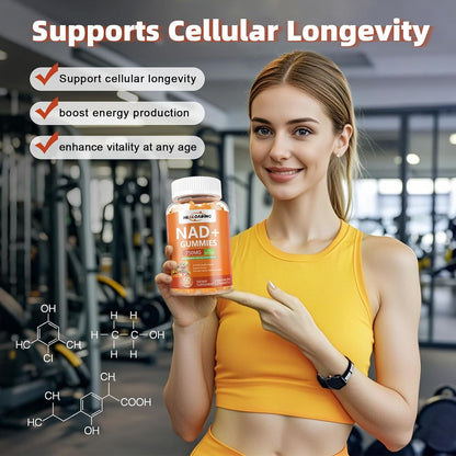HEALOADING NAD+ Gummies with Resveratrol - 750mg NAD+ Supplement for Cellular Health & Energy