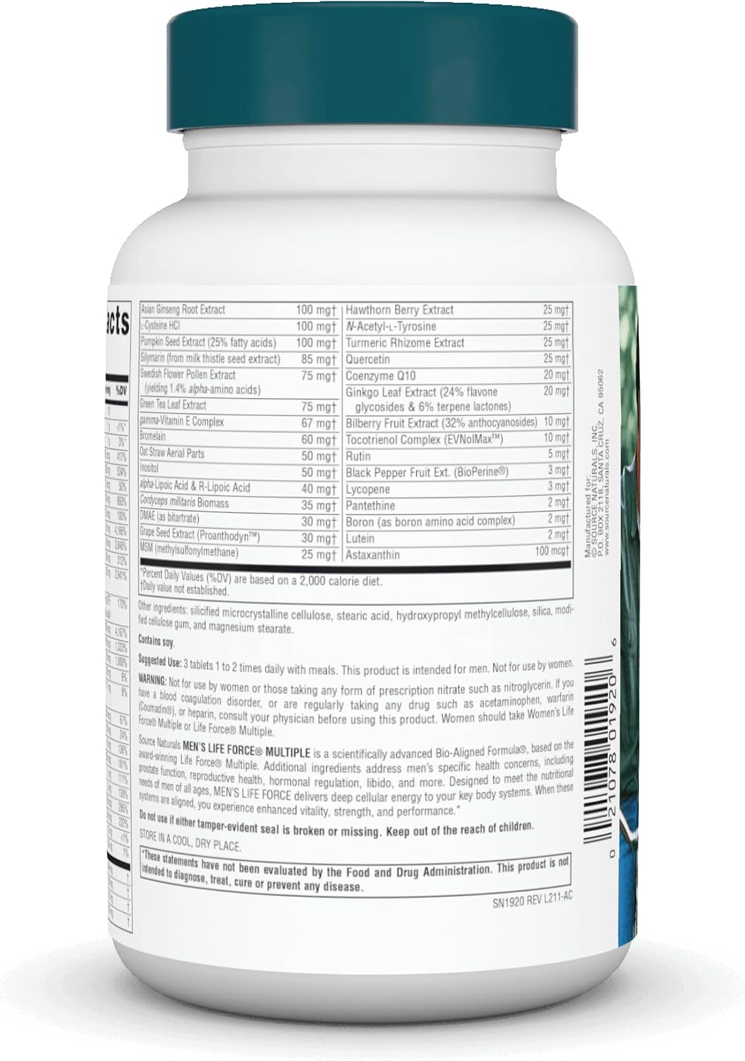 Source Naturals Men's Life Force Multiple Daily Multivitamin – 180 Tablets - görsel 3