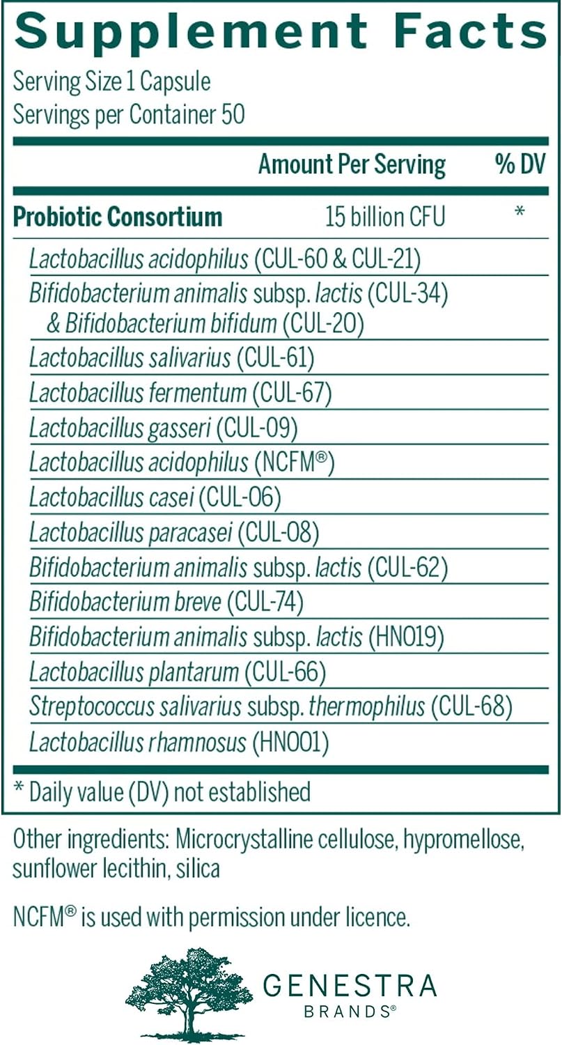 Genestra Brands HMF Multi Strain - Shelf-Stable Probiotic, 50 Vegetarian Capsules - görsel 2
