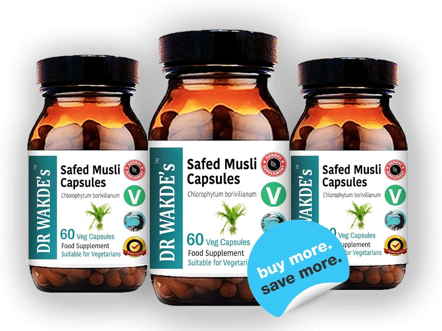 DR WAKDE's Safed Musli Capsules - Chlorophytum borivilianum, 60 Vegan Caps - görsel 6