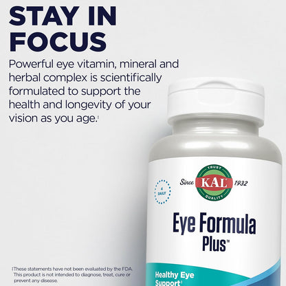 KAL Eye Formula Plus - Eye Health Supplement with Lutein, Zeaxanthin and Bilberry