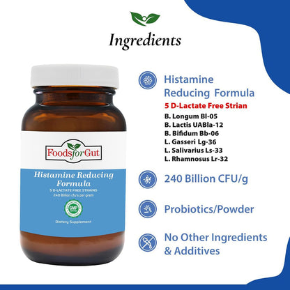 Foods For Gut Histamine & D-Lactate Free Probiotic Powder – 240 Billion CFU, 60 Grammes