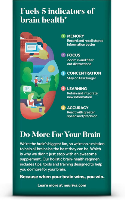 NEURIVA Original Brain Supplement for Memory and Focus - 28 Capsules