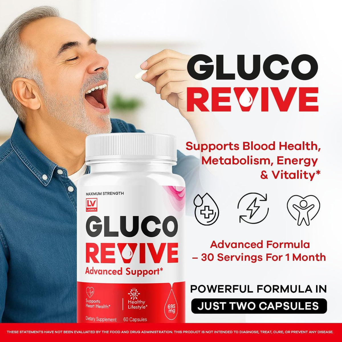 (2 Pack) Gluco Revive Capsules - Official – Natural Ingredients: Made with natural components, free from – Image 2