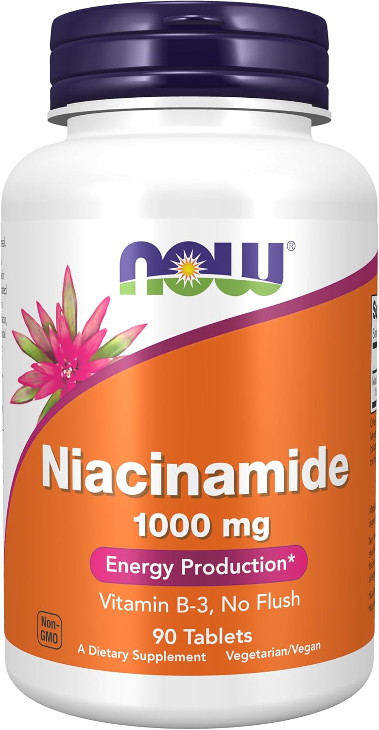 NOW Foods Niacinamide (Vitamin B-3) 1000 mg, 90 Tablets – Image 1