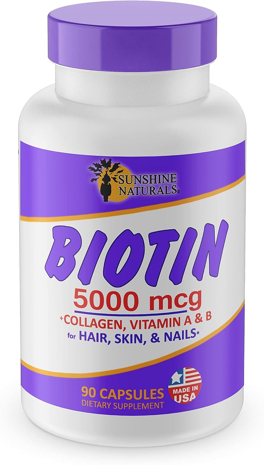 Sunshine Naturals Biotin 5000 mcg, 90 Capsules (Pack of 5) - görsel 9