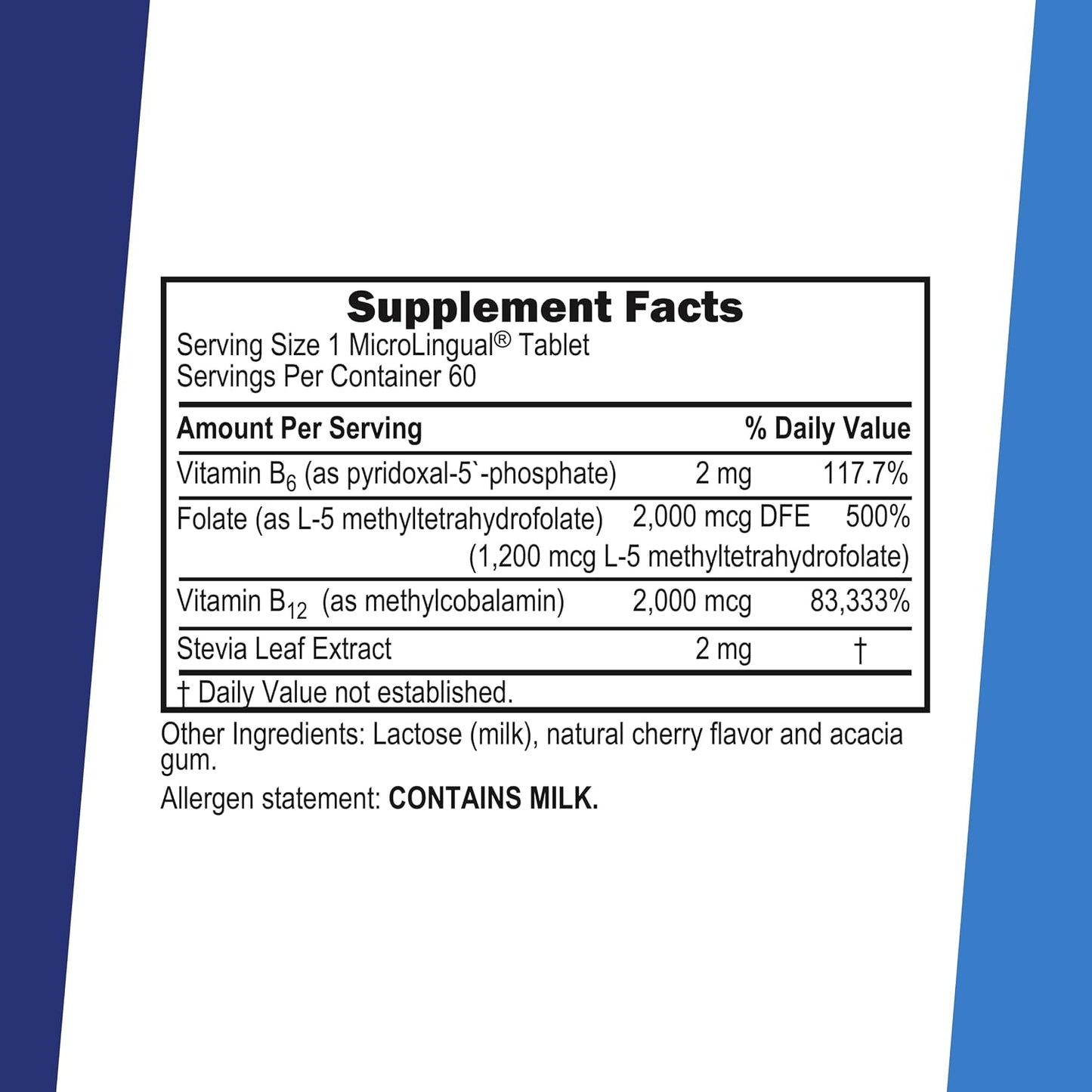 Superior Source No Shot Vitamin B12 Methylcobalamin 2000 mcg with B6 and Methylfolate - 60 Sublingual Tablets - görsel 2