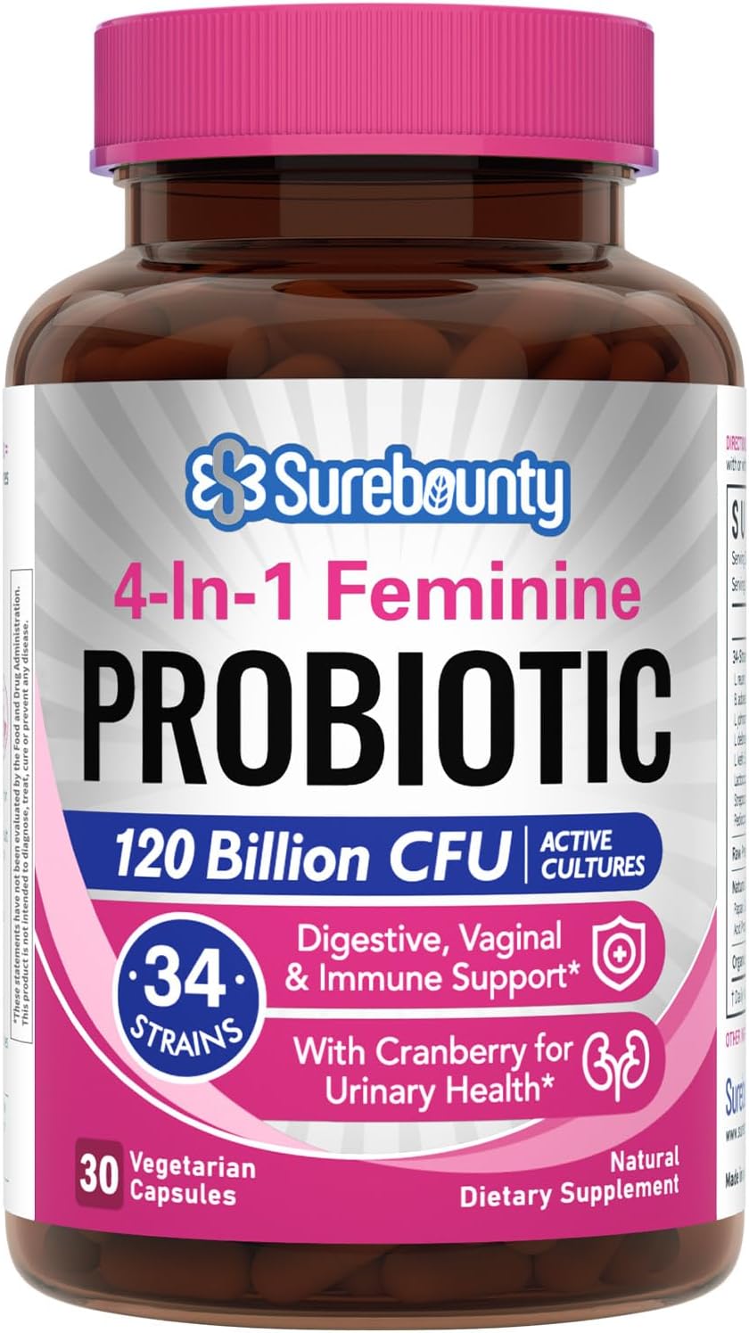 Surebounty Probiotics for Women – 120 Billion CFU, 34 Strains, Prebiotics & Cranberry (30 Capsules) - görsel 1