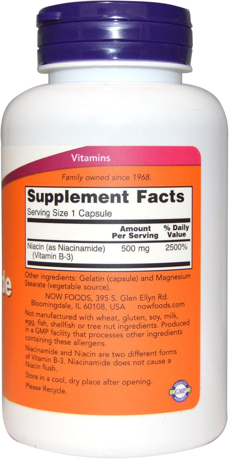 NOW Foods Niacinamide 500mg, 100 Capsules (Pack of 2) - görsel 2