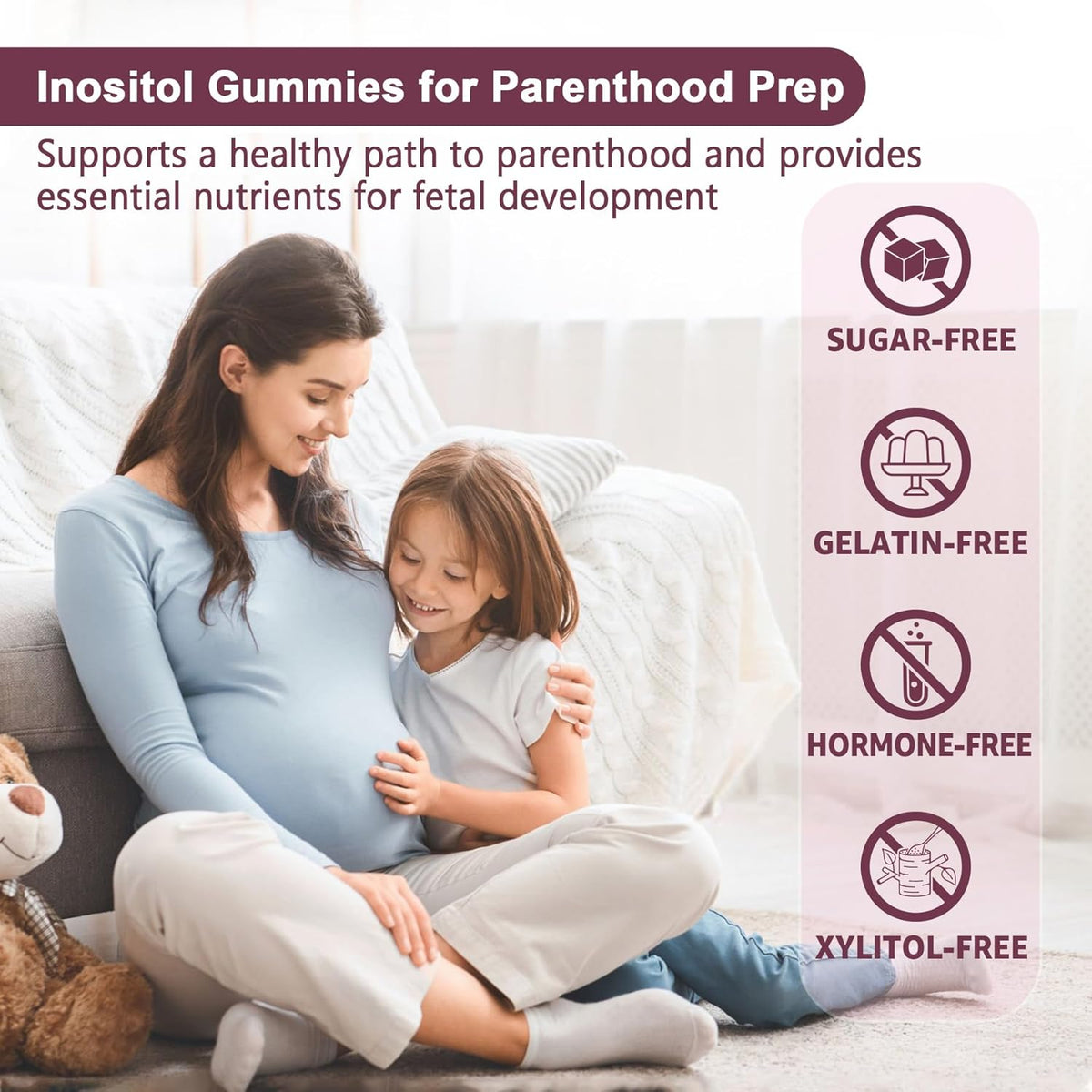 Myo-Inositol & D-Chiro Inositol Gummies for Women 2000mg + 50mg, 40:1 Ratio Inositol with Vegan Omega-3 + D3, Magnesium – Image 5