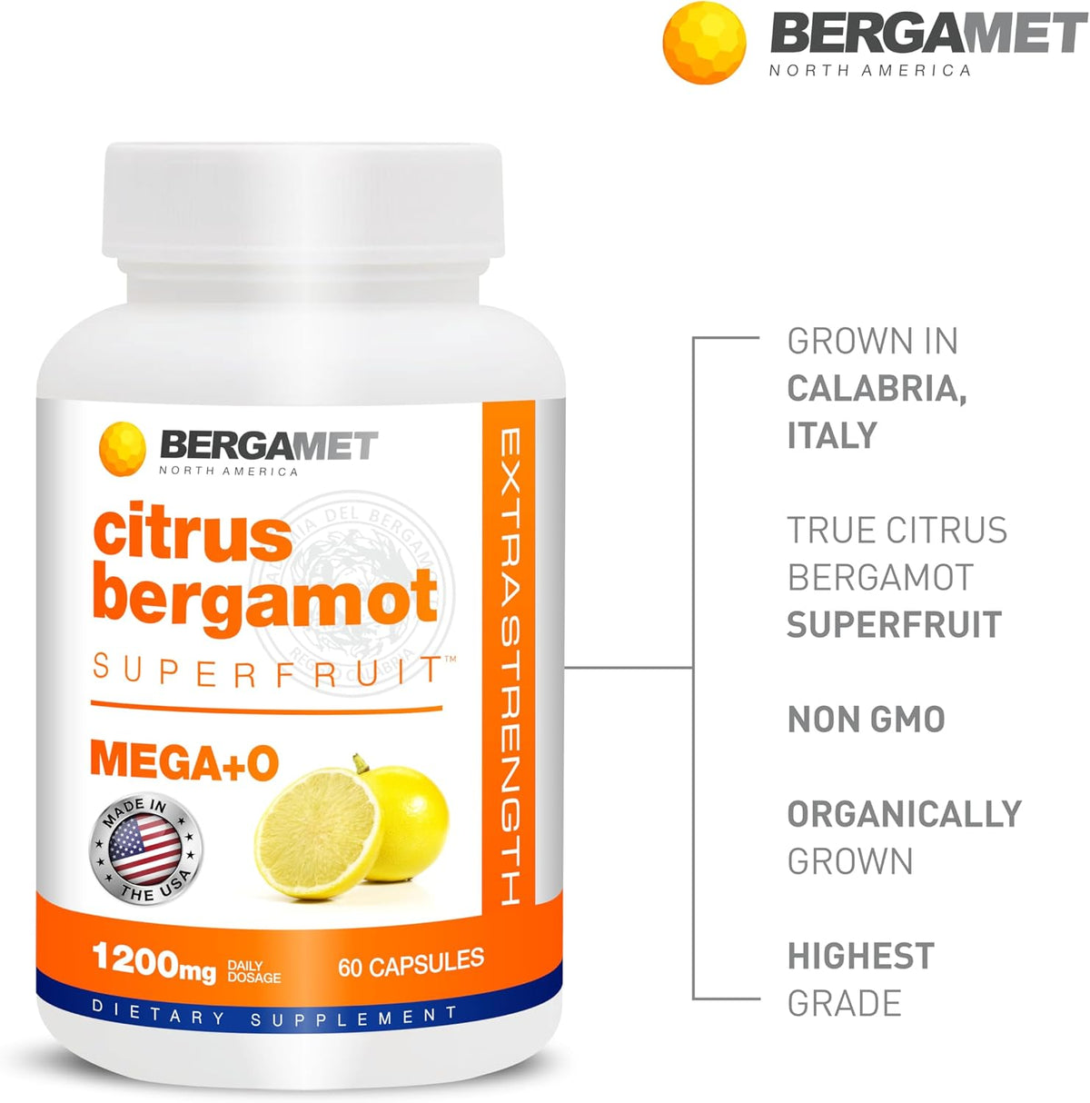 BergaMet Citrus Bergamot Supplement, 170:1 Extract, 1200mg, 180 Capsules - görsel 4