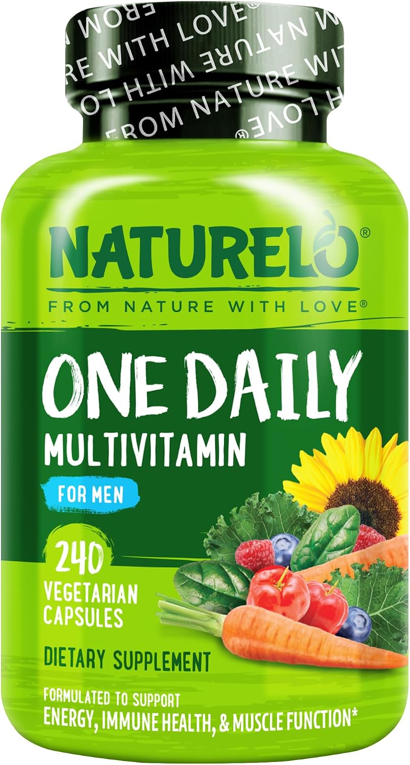NATURELO Men's Multivitamin - One Daily Multivitamin with Vitamins, Minerals and Organic Whole Foods, Non-GMO, 240 Vegetarian Capsules - görsel 1