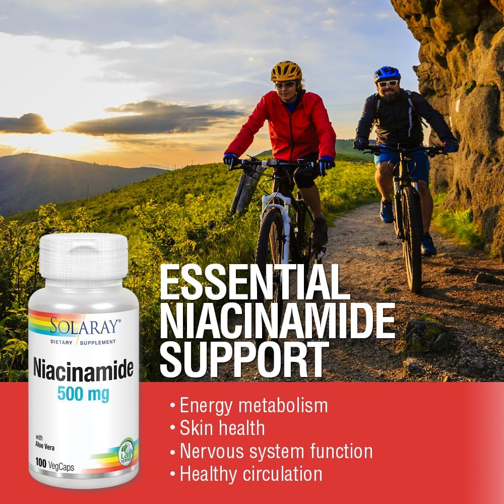 SOLARAY Niacinamide 500 mg - Vitamin B-3 for Energy, Nerve & Skin Health (100 Capsules) - görsel 5