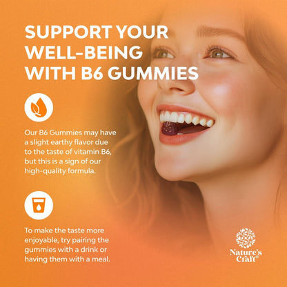 Vitamin B6 Gummies 50mg for Men & Women – Immune, Nerve & Mood Support – Vegan & Kosher – 60 Gummies
