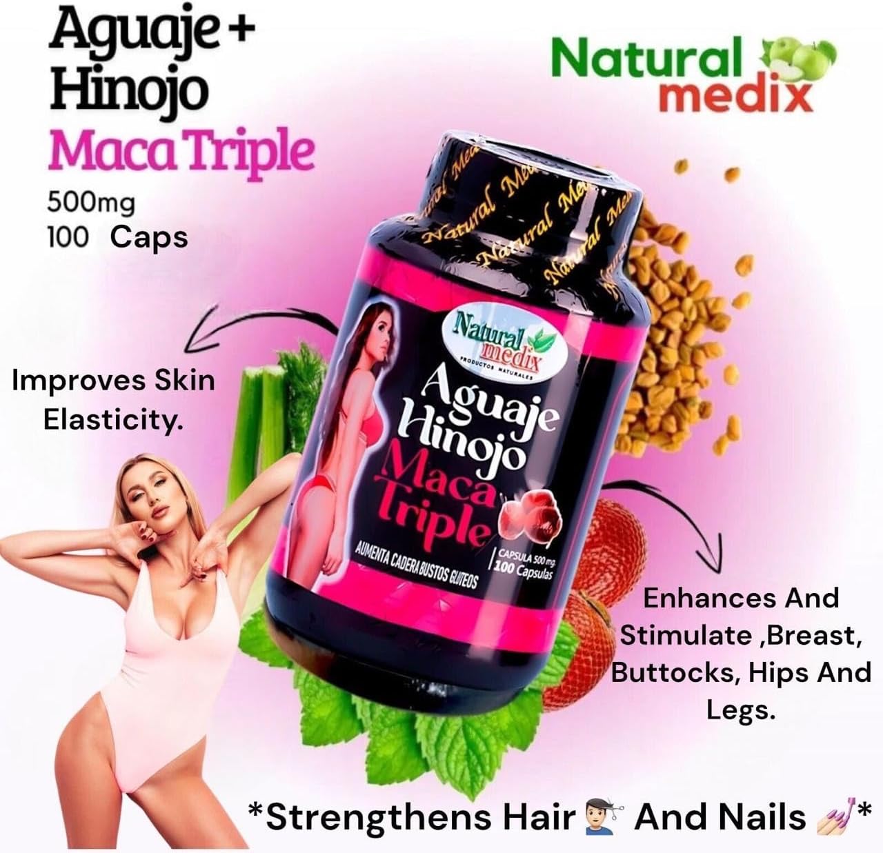 Natural medix Aguaje Hinojo Maca Triple – Maca Root Supplement for Feminine Balance - görsel 2