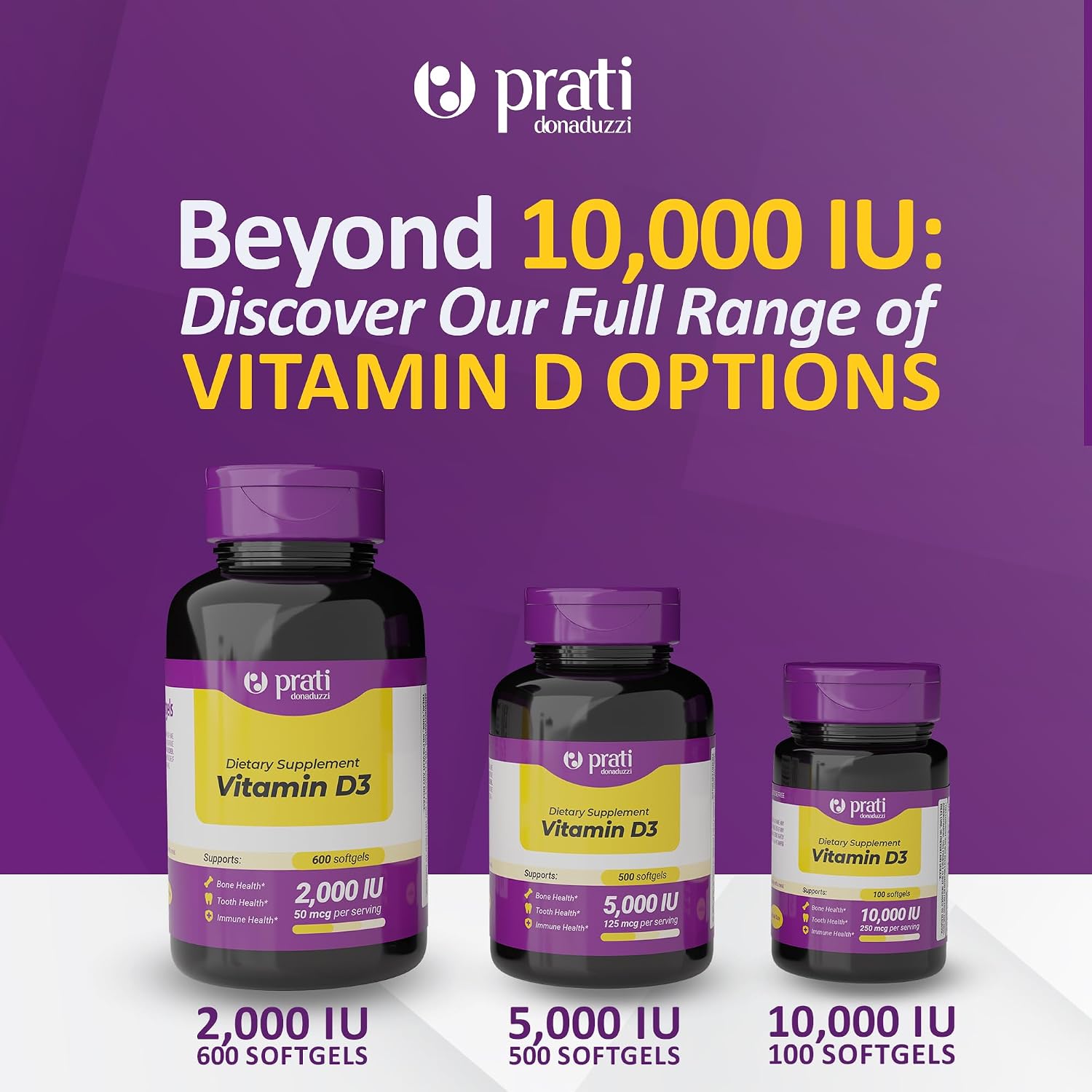 Prati Donaduzzi Vitamin D3 10,000 IU (250 mcg) Soft gel capsules 100 Day Supply - görsel 7