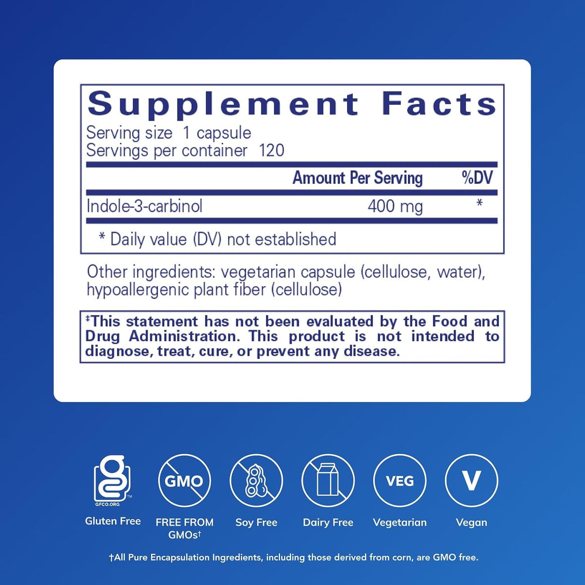 Pure Encapsulations Indole-3-Carbinol 400 mg - görsel 2