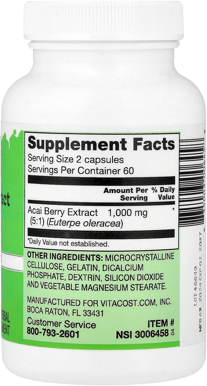 Vitacost Acai Berry Extract, 120 Capsules (500 mg per Capsule) - görsel 2