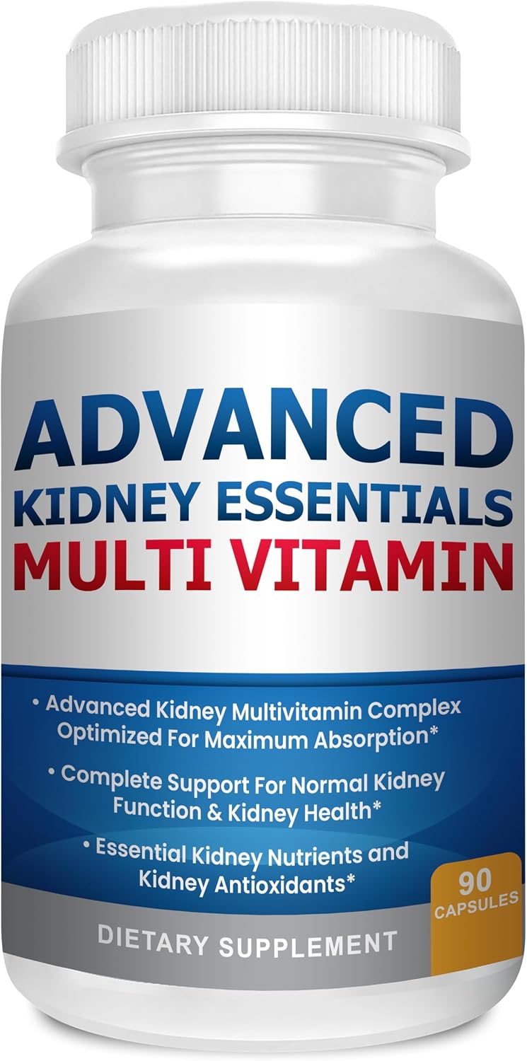 Advanced Kidney Essentials Multivitamin. Kidney Support Supplement for Complete Kidney Health. Renal Vitamins 30 Capsules - görsel 9