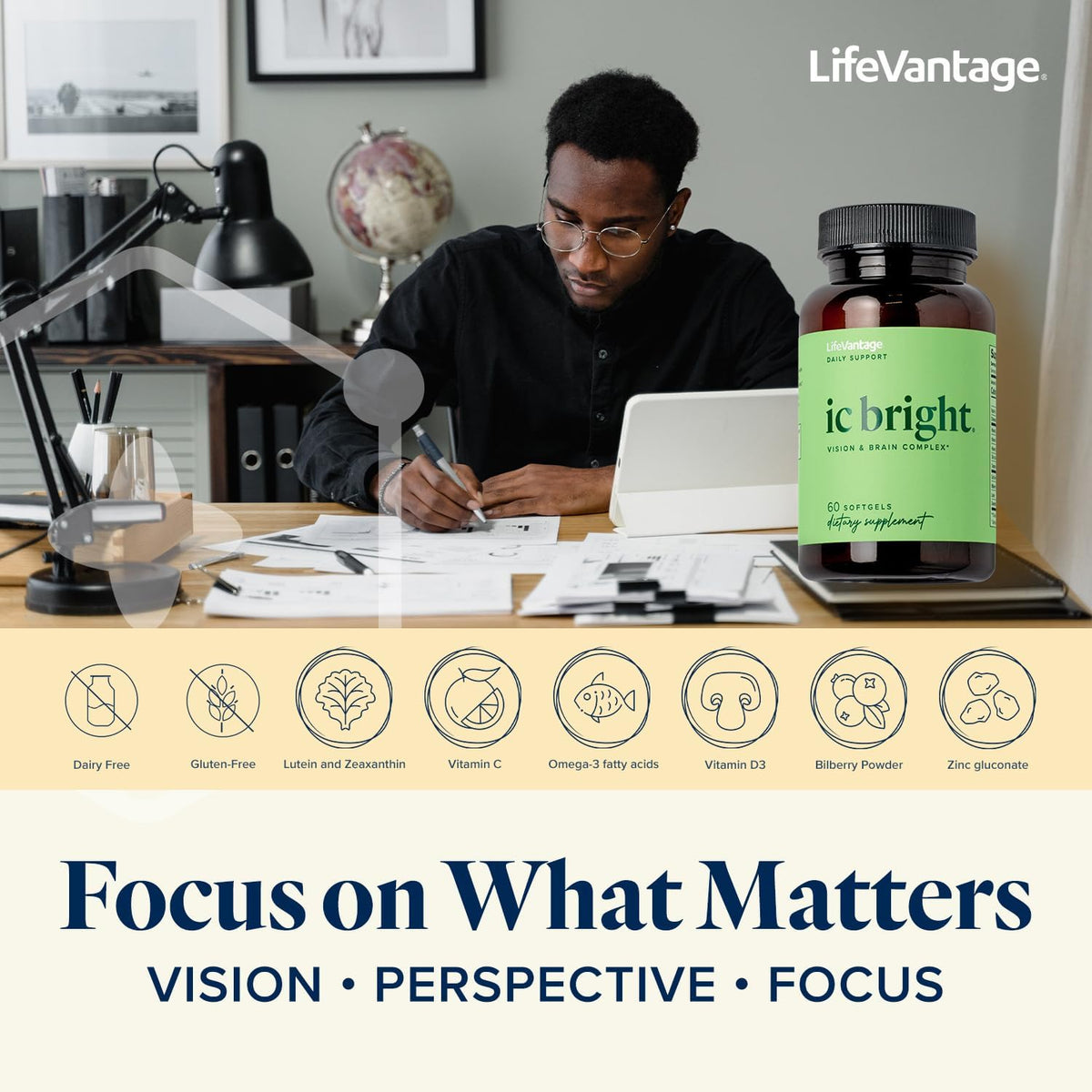LifeVantage IC Bright 60 soft gel capsules, Vision and Brain Complex Supplement - görsel 5