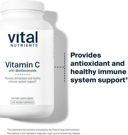 Vital Nutrients Vitamin C with Bioflavonoids - 1000 mg Vitamin C and 500 mg Citrus Bioflavonoids - Vegan, Non-GMO - 220 Capsules