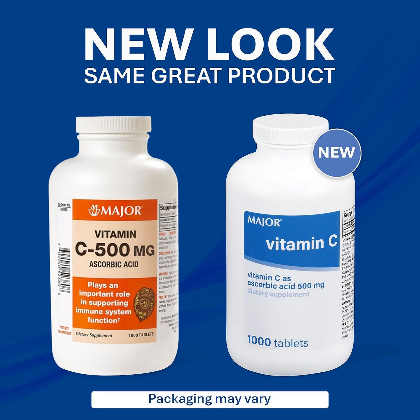 Major Vitamin C 500 mg Ascorbic Acid Tablets, 1000 Tablets - görsel 3