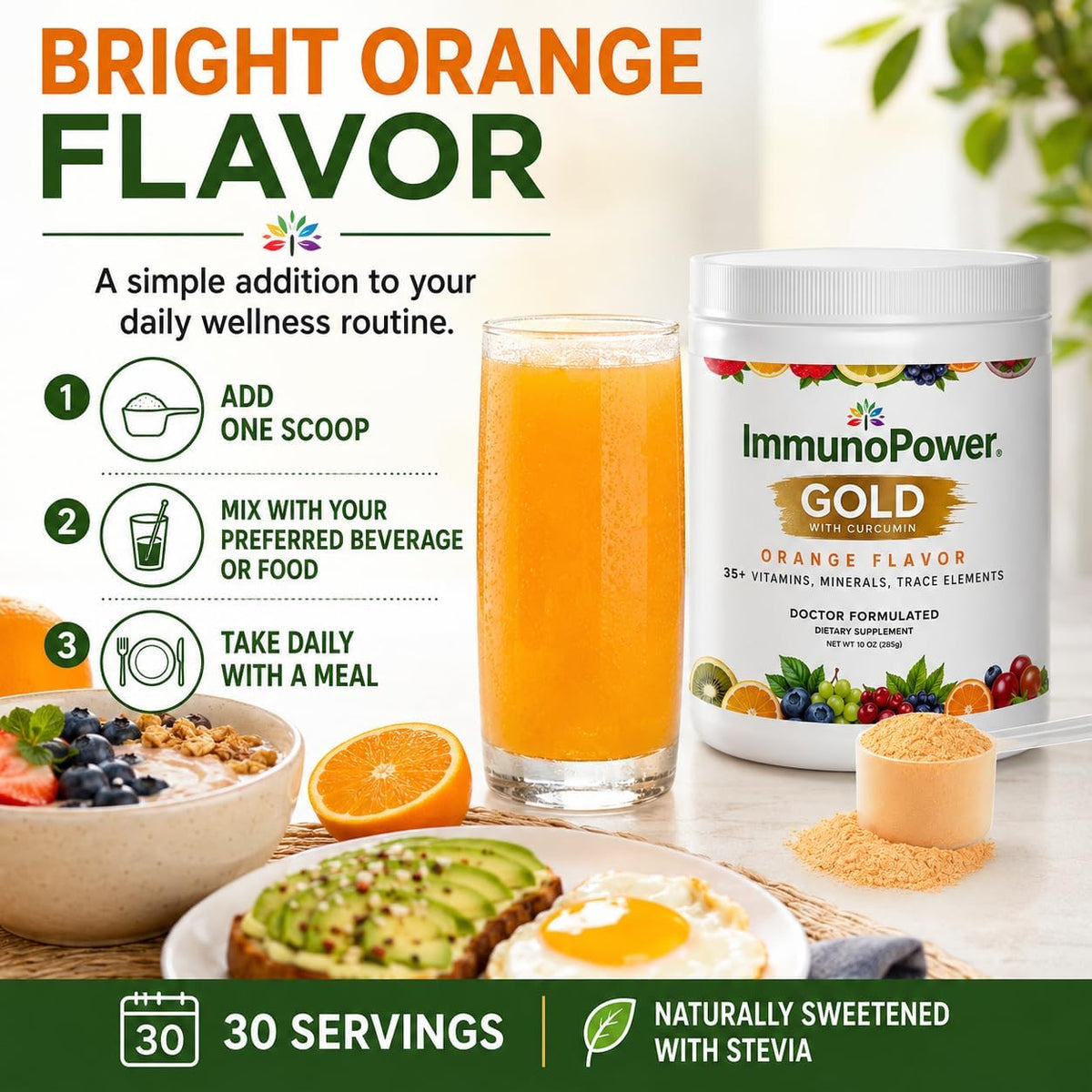 ImmunoPower Gold: High-Absorption Turmeric & BioPerine Immune Support with 35+ Nutrients, Orange Flavour - görsel 7