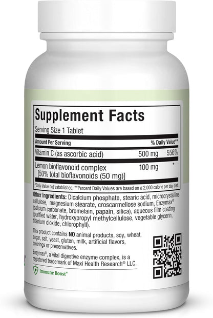 Maxi Health Max-C 500 Vitamin C 500mg with Lemon Bioflavonoids Complex – Vegan, Kosher – 100 Tablets