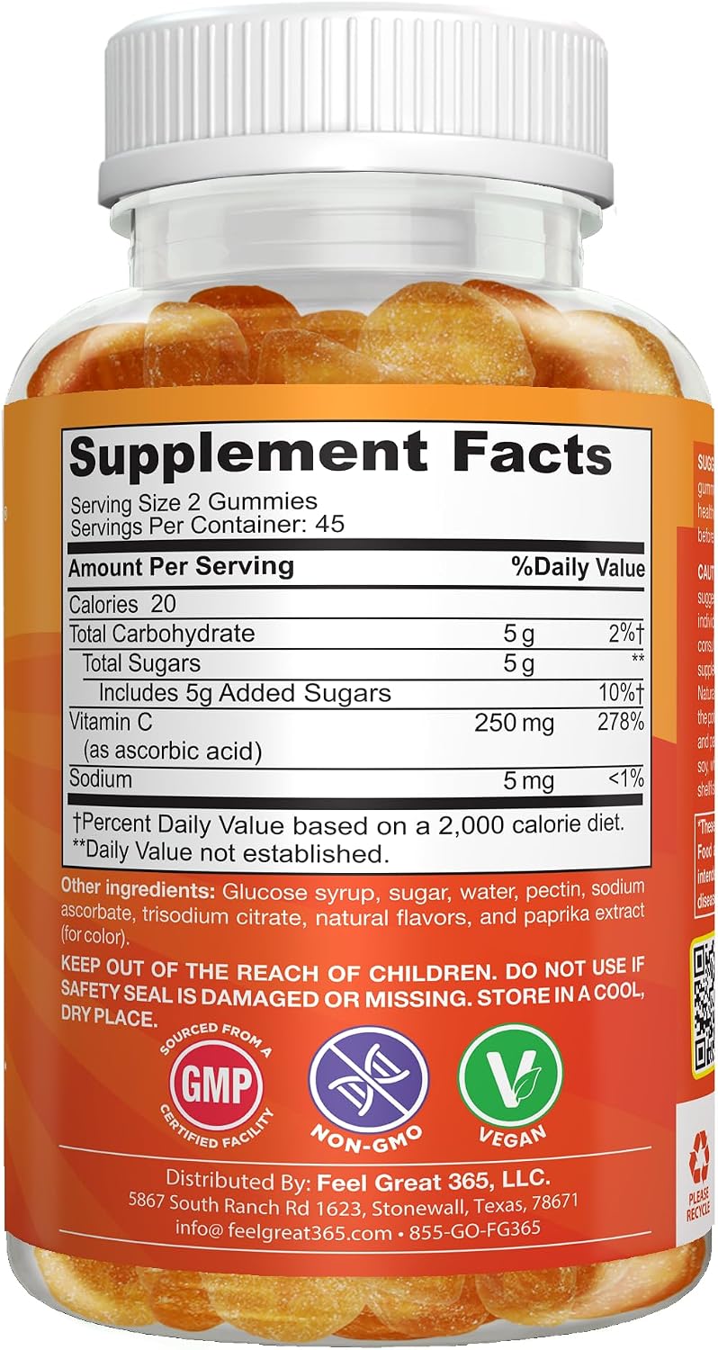 Feel Great Kids Vitamin C Gummies, Chewable, Gluten-free, 90 Gummies - görsel 7