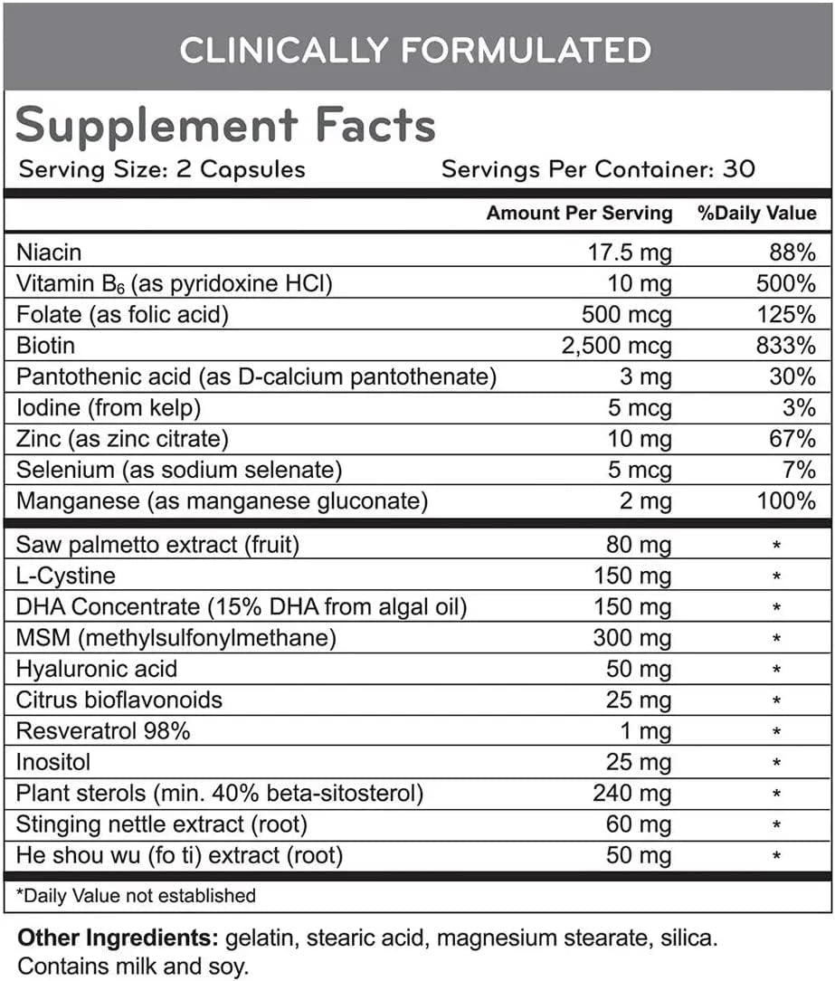 Hairmax Hair, Skin and Nails Food Supplement – 2500mcg Biotin with DHT Blocker, MSM & Antioxidants (Pack of 2) - görsel 2