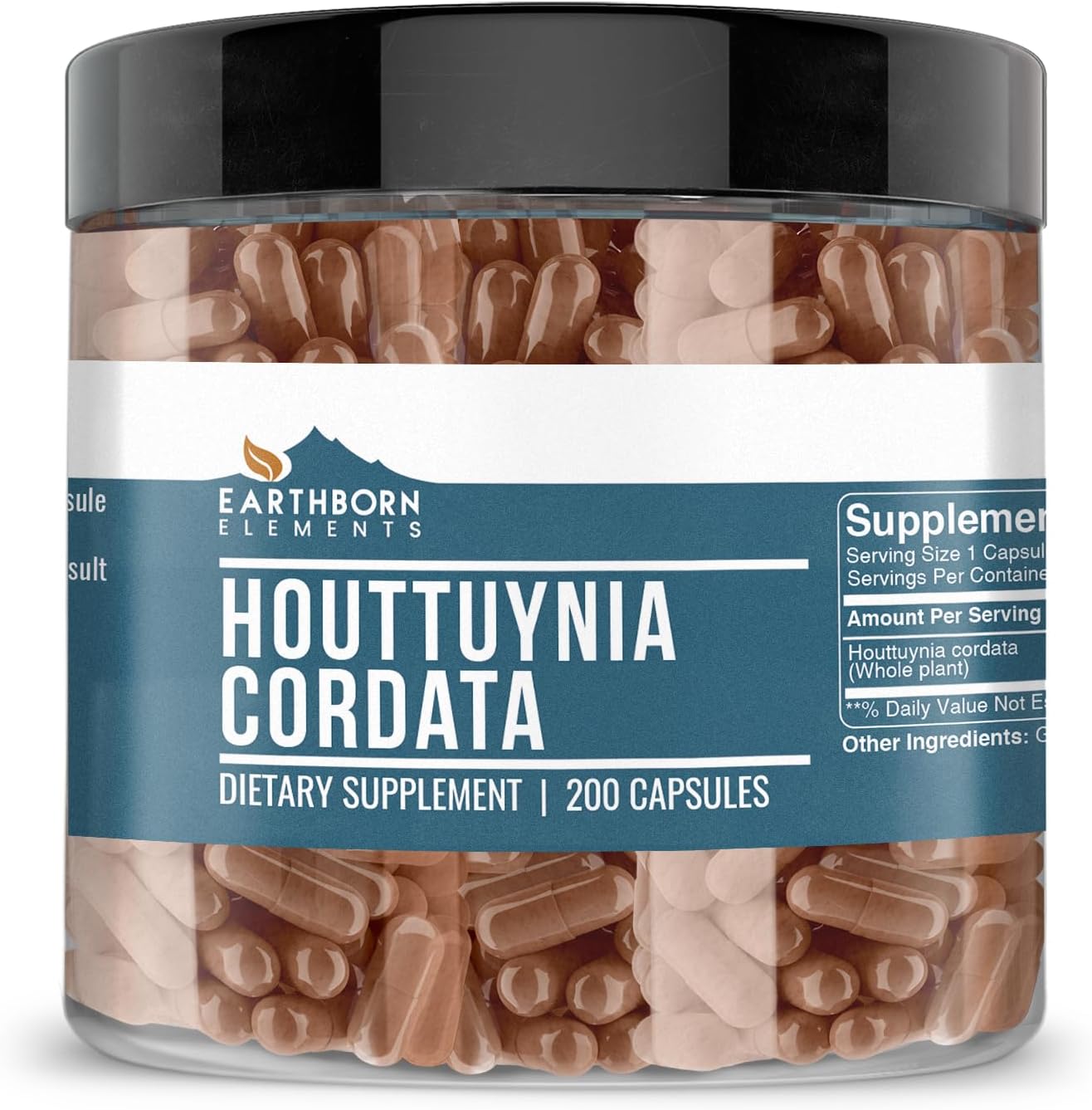 Earthborn Elements Houttuynia Cordata 200 Capsules, Pure and Undiluted, No Additives - görsel 1