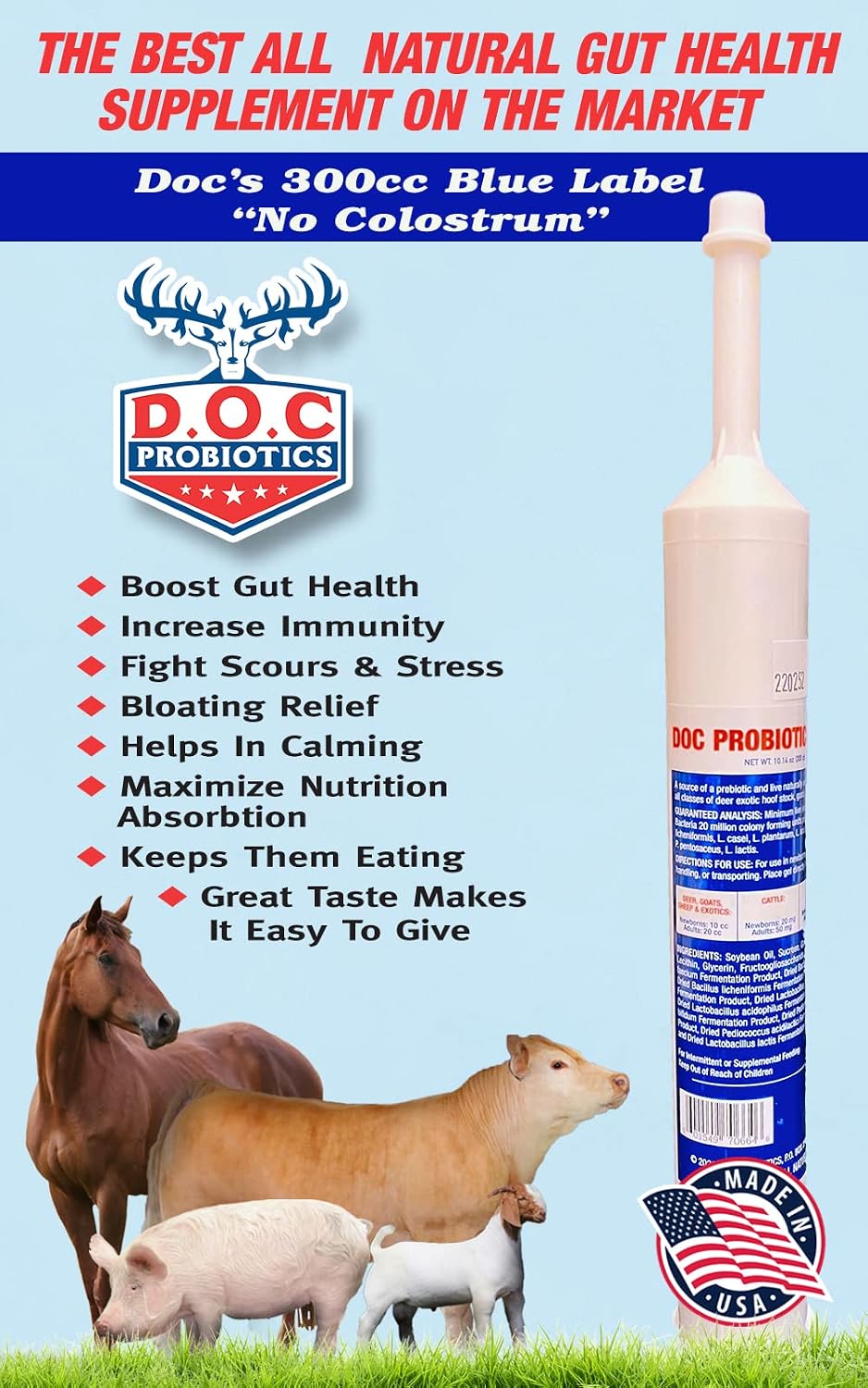 Doc Probiotic Paste – 300cc Tube for Livestock (Goats, Cows, Horses, Sheep, Pigs, Deer) - görsel 2