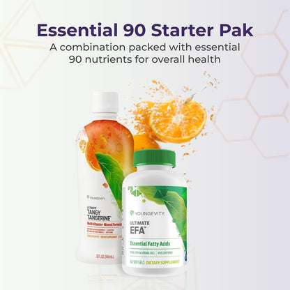 Youngevity Essential 90 Pak - Ultimate All-in-One Multivitamin Combination with Tangy Tangerine and EFA Softgels (30 Servings)