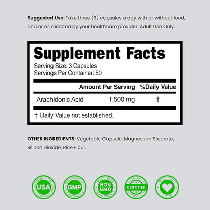 Dorado Nutrition Arachidonic Acid Supplement 1500mg, 150 Capsules