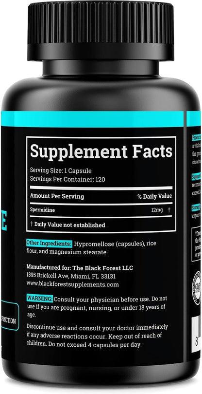 Spermidine Food Supplement – 1440mg (99% Pure) – 120 Capsules – 4 Month Supply