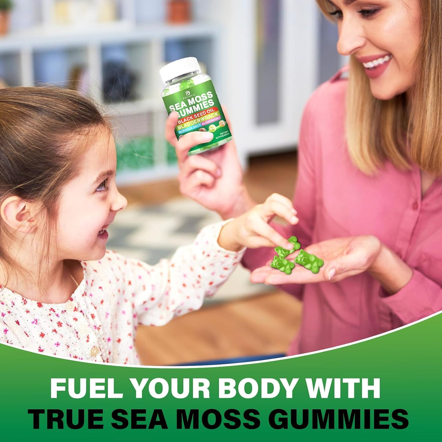 Sea Moss Gummies – Irish Sea Moss with Elderberry & Black Seed Oil, Bladderwrack, Burdock Root – Immune Health Support – Vegan Green Apple Flavour – 120 Gummies - görsel 7