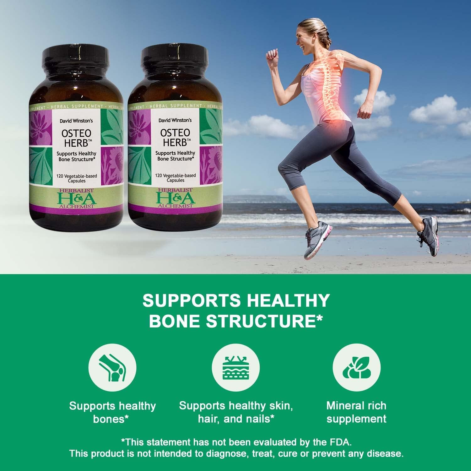 Herbalist & Alchemist David Winston's Osteo Herb Capsules, 2-Pack - 120 Capsules per Bottle - görsel 2