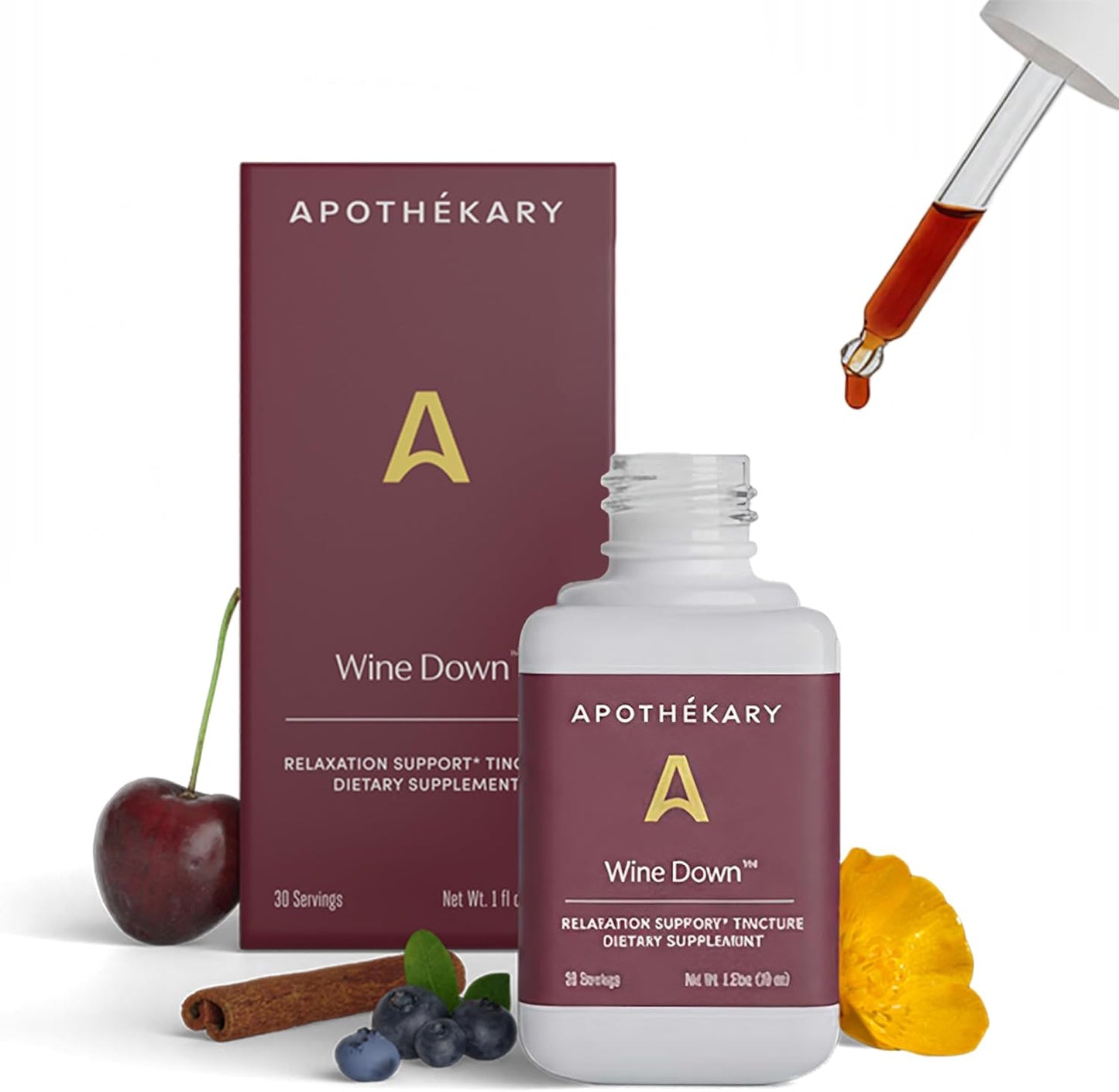 Apothékary Wine Down – Relaxation and Sleep Support Liquid Herbal Drops - görsel 1